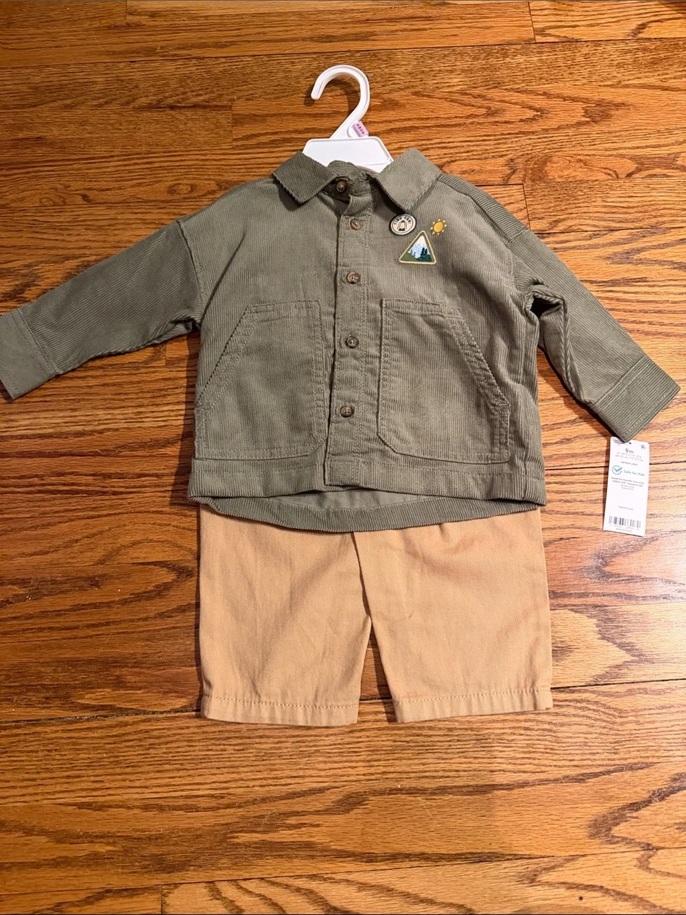 Kids Matching Set - Olive Jacket & Tan Pants